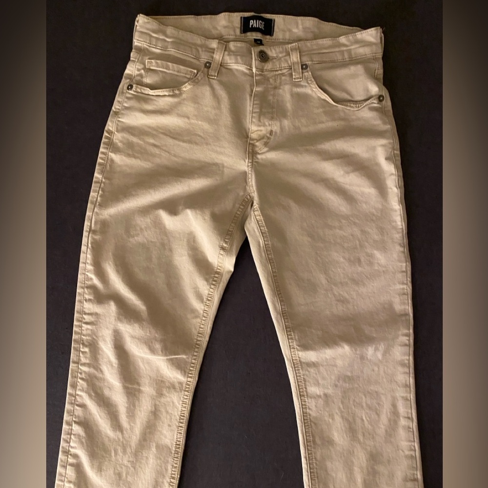 Paige Jeans Mens 30x30 Beige Tan Lennox Slim Fit Travel Casual Preppy Stretch